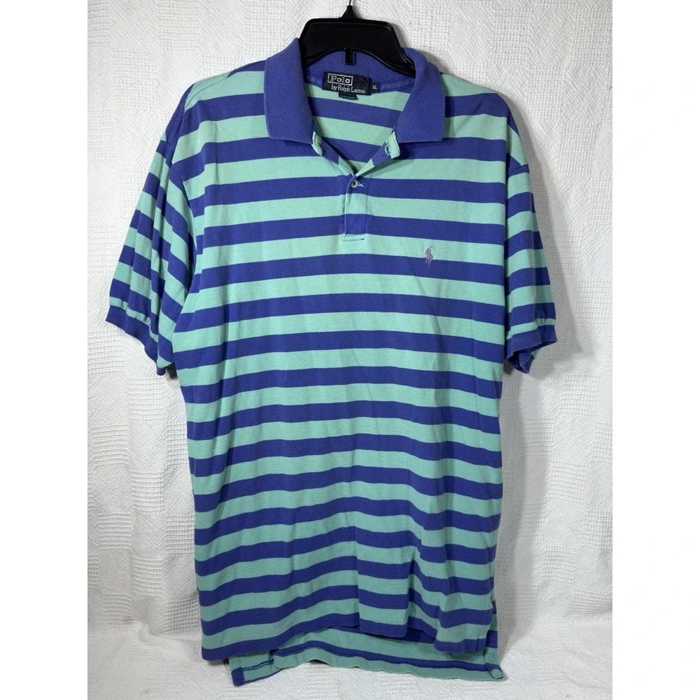 Polo Ralph Lauren Men's Striped Collared Polo Shirt Size XL Made In USA